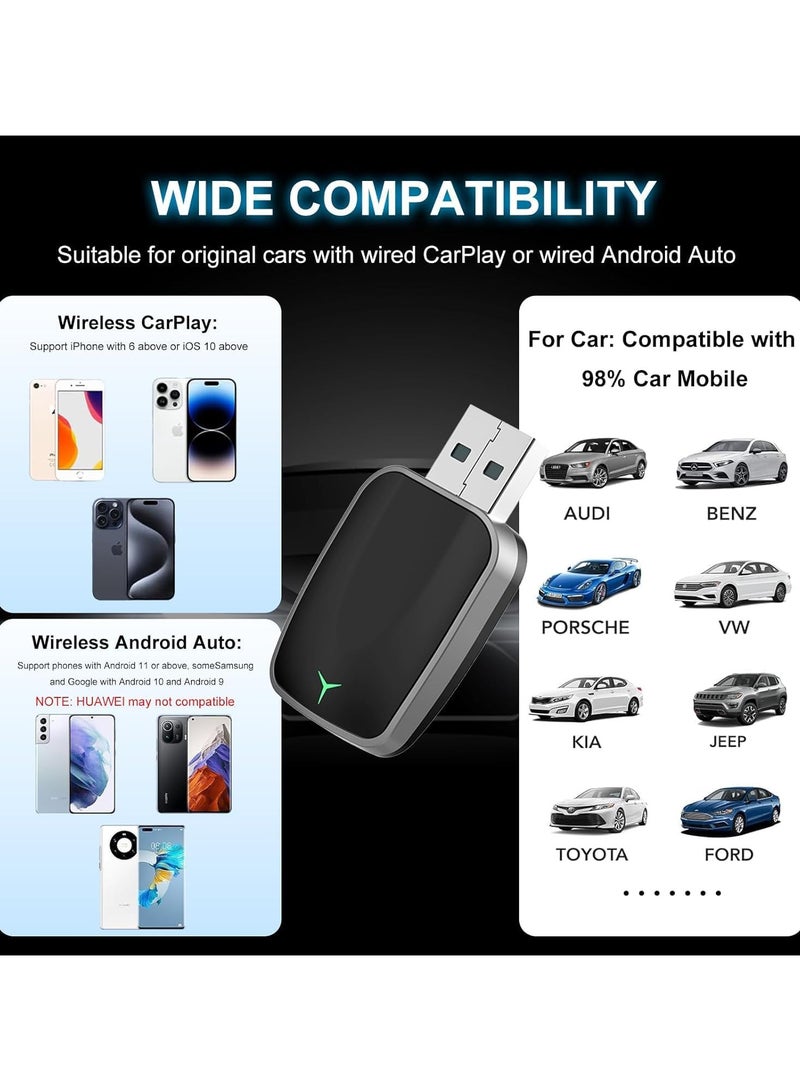 INSIJAM Wireless CarPlay Adapter for iPhone Plug and Play CarPlay Dongle Converts Wired CarPlay to Wireless Fast Auto-Connect Low Latency USB-A and USB-C Compatible - Image 5