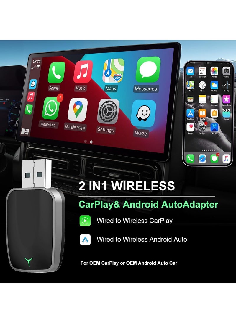INSIJAM Wireless CarPlay Adapter for iPhone Plug and Play CarPlay Dongle Converts Wired CarPlay to Wireless Fast Auto-Connect Low Latency USB-A and USB-C Compatible - Image 3