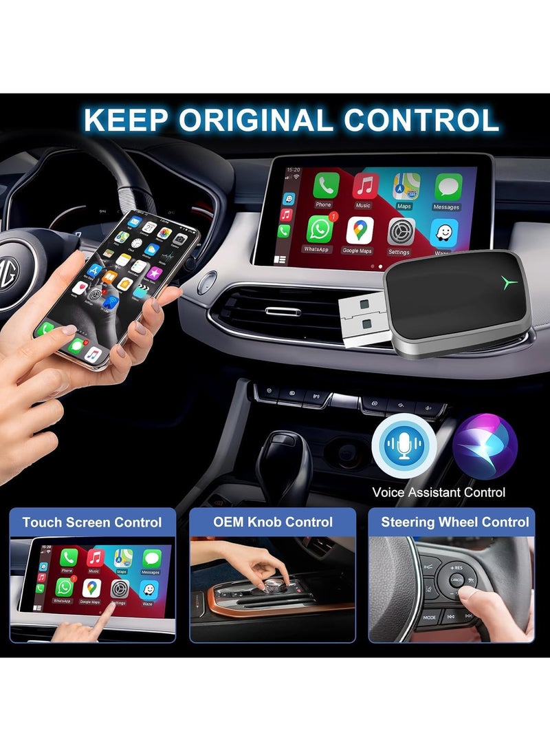 INSIJAM Wireless CarPlay Adapter for iPhone Plug and Play CarPlay Dongle Converts Wired CarPlay to Wireless Fast Auto-Connect Low Latency USB-A and USB-C Compatible - Image 2