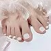 Sethexy Solid Color Matte False Toe Nails Fashion Press on ToeNails Square Full Cover 24PCS Fake Toenails for Women and Girls (White, 12 Size) - Image 2