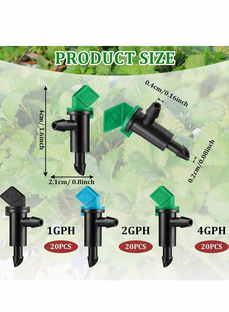 إكسفور 60 Pieces Drip Emitter Garden Flag Irrigation Dripper in 3 Sizes, Trees and Shrubs, 1 GPH, 2 GPH, 4 GPH - Image 3