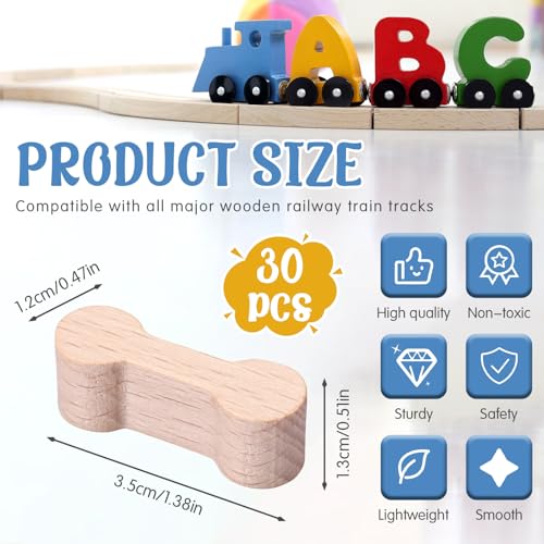 Poen باقة موصلات عظام الكلاب الخشبية 30 قطعة لقطار الألعاب - Image 2