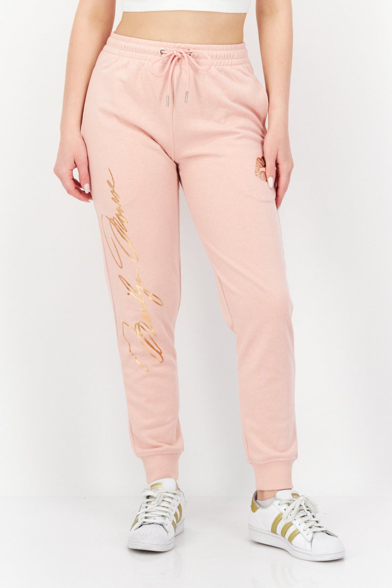 Marilyn Monroe Women Regular Fit Graphic Print Drawstring Jogger Pants, Rose Pink - Image 1