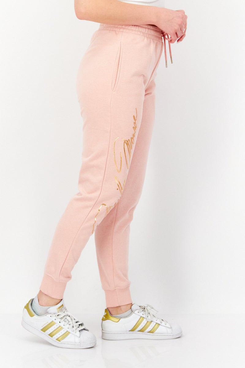 Marilyn Monroe Women Regular Fit Graphic Print Drawstring Jogger Pants, Rose Pink - Image 4