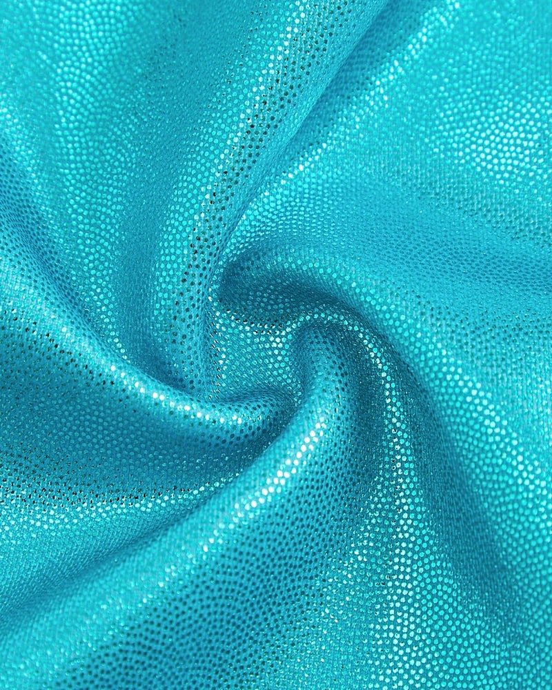 Gogokids Gymnastics Leotards for Girls Sparkly Rhinestone Dance Unitard with Shorts & Hair Scrunchie Activewear, green, 9-10 years, 140 - Image 3