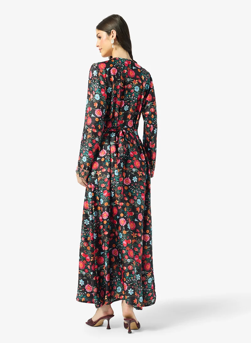 ARABIAN CLOSET Embellished Belted Jalabiya