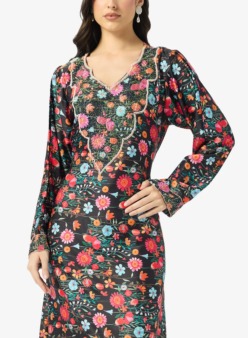 Arabian Closet  Embellished Belted Jalabiya for Women | Best Price UAE