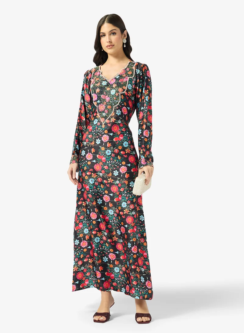 Arabian Closet  Embellished Belted Jalabiya for Women | Best Price UAE