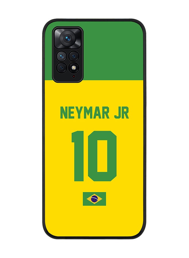 Stylizedd Rugged Black edge case for Redmi Note 11 4G/Redmi Note 11S Slim fit Soft Case Flexible Rubber Edges Anti Drop TPU Gel Thin Cover - Football Team - Brazil Player Name - Neymar Jr - Image 1