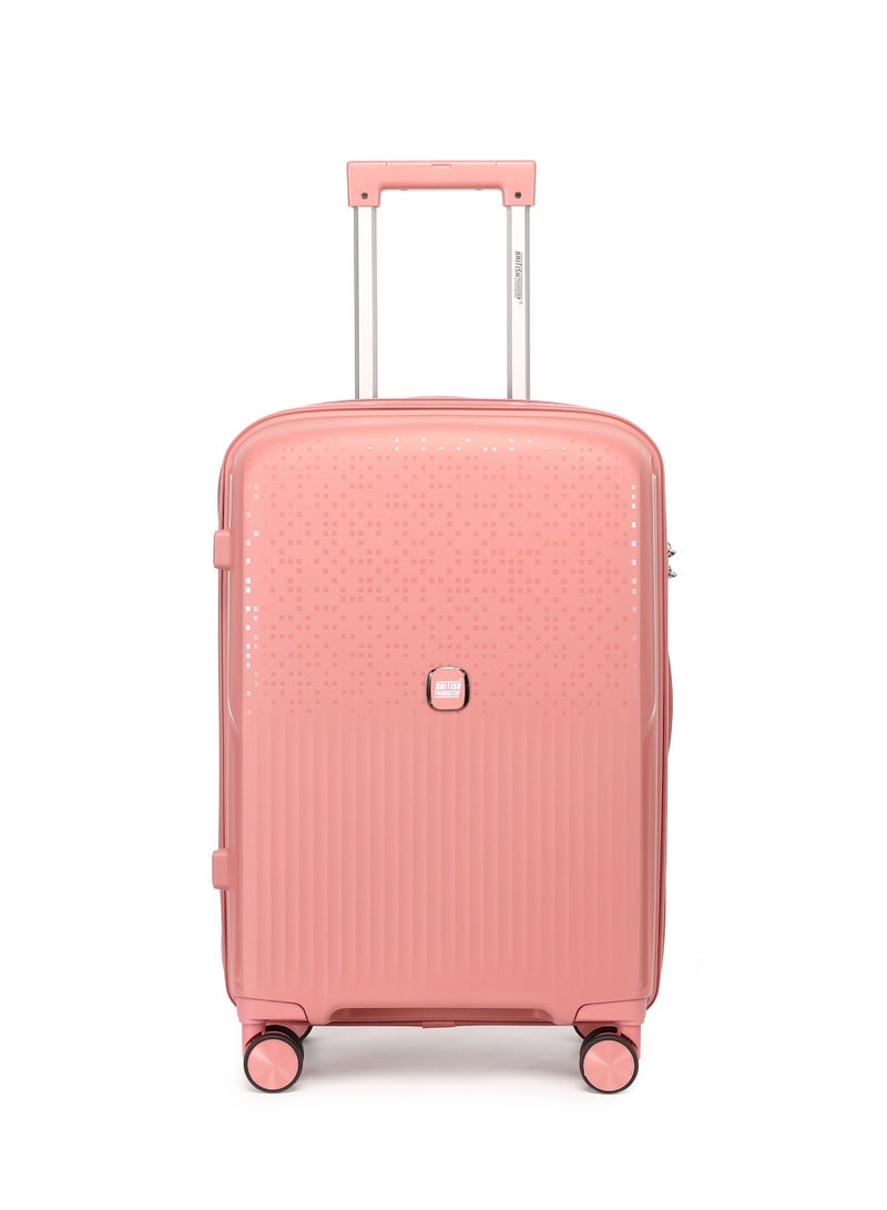 السياحية البريطانية طقم حقائب سفر 3 قطع من مادة البولي بروبلين الصلبة بعجلات دوّارة مقاس 20/24/28 بوصة - ذهبي وردي - Image 3