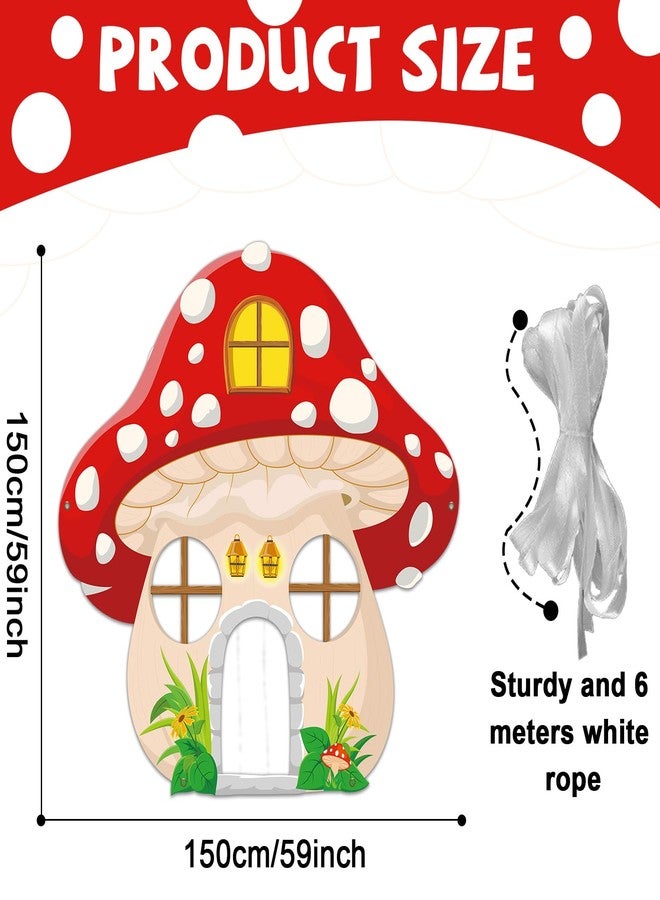 Justforjoyful Mushroom Shaped Photo Prop Selfie Frame Party Decor Large Fabric Mushroom Photo Booth Props Mushroom Photo Background Forest Banner Backdrop Sign Jungle Woodland Baby Shower Party Supplies 59x59 Inch - Image 2