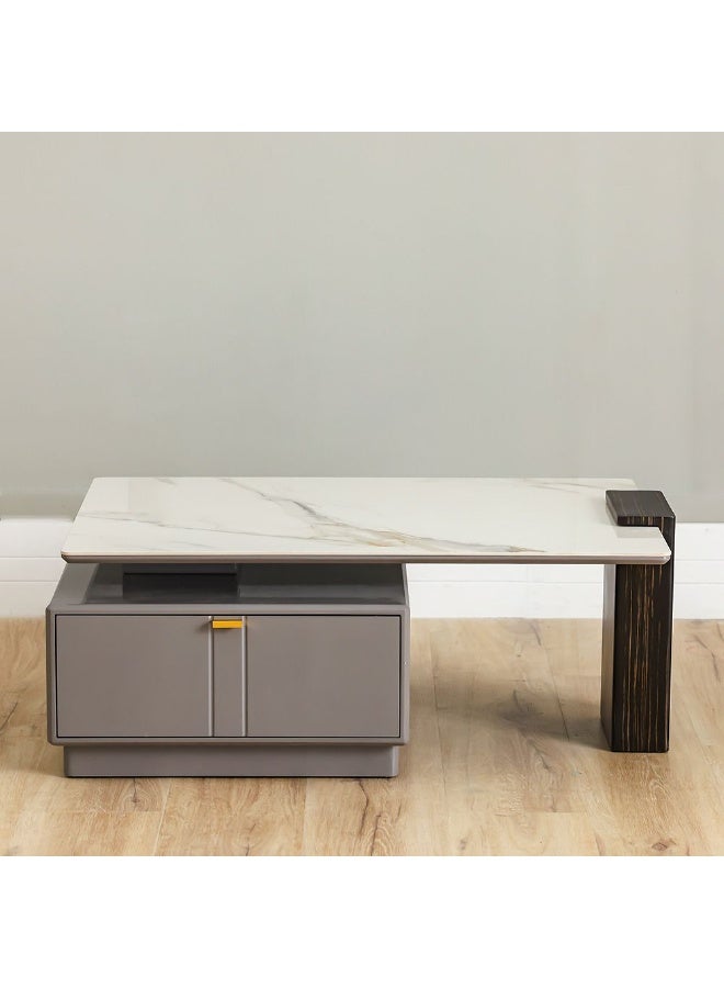 DANUBE HOME Forbes Coffee Table With Drawer Multifunctional Living Room Table Space Saving Center Table Modern Design Furniture For Home Living Room - White/Grey - Image 1