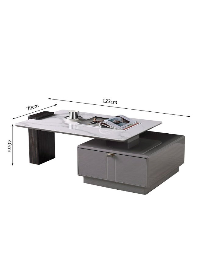 DANUBE HOME Forbes Coffee Table With Drawer Multifunctional Living Room Table Space Saving Center Table Modern Design Furniture For Home Living Room - White/Grey - Image 5