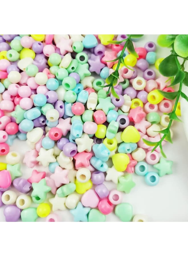 400 Pieces Acrylic Star Heart Round Pony Beads Assorted Multicolor Acrylic Beads Pastel Beads Spacer for DIY Jewelry Craft Making Necklace Bracelet Supplies,4 Different Style (400) - Image 5