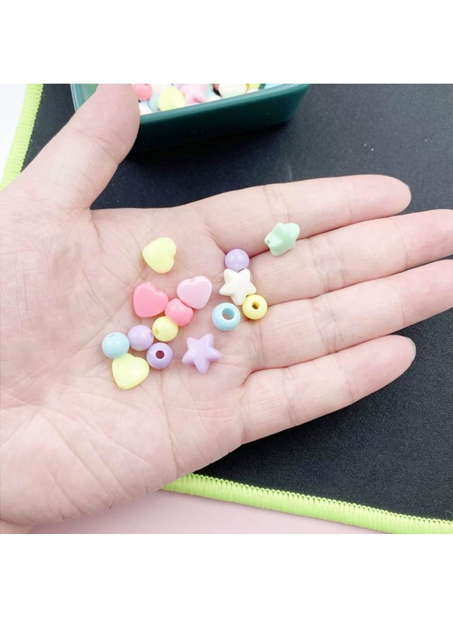 400 Pieces Acrylic Star Heart Round Pony Beads Assorted Multicolor Acrylic Beads Pastel Beads Spacer for DIY Jewelry Craft Making Necklace Bracelet Supplies,4 Different Style (400) - Image 3
