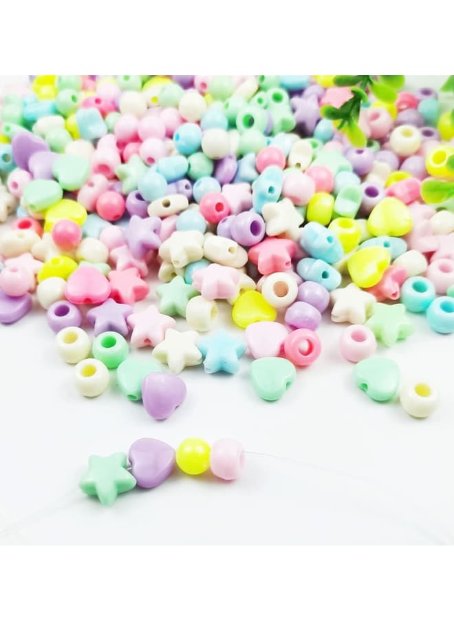 400 Pieces Acrylic Star Heart Round Pony Beads Assorted Multicolor Acrylic Beads Pastel Beads Spacer for DIY Jewelry Craft Making Necklace Bracelet Supplies,4 Different Style (400) - Image 4