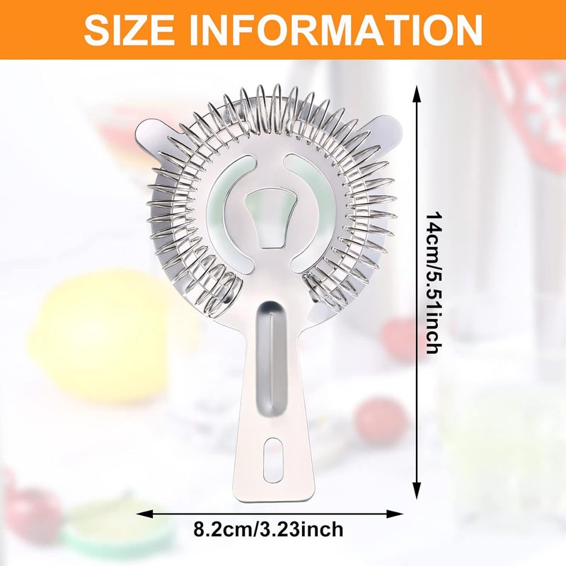 Perthlin 16 Pcs Bar Bartender Strainer Stainless Steel Drink Cocktail Strainers Silver Shaker Ice Bar Shelf or Bartenders Mixologists Drinking Water Filtering - Image 4