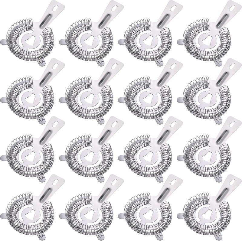 Perthlin 16 Pcs Bar Bartender Strainer Stainless Steel Drink Cocktail Strainers Silver Shaker Ice Bar Shelf or Bartenders Mixologists Drinking Water Filtering - Image 1