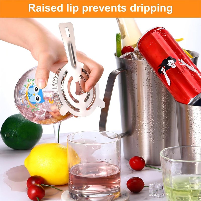 Perthlin 16 Pcs Bar Bartender Strainer Stainless Steel Drink Cocktail Strainers Silver Shaker Ice Bar Shelf or Bartenders Mixologists Drinking Water Filtering - Image 5