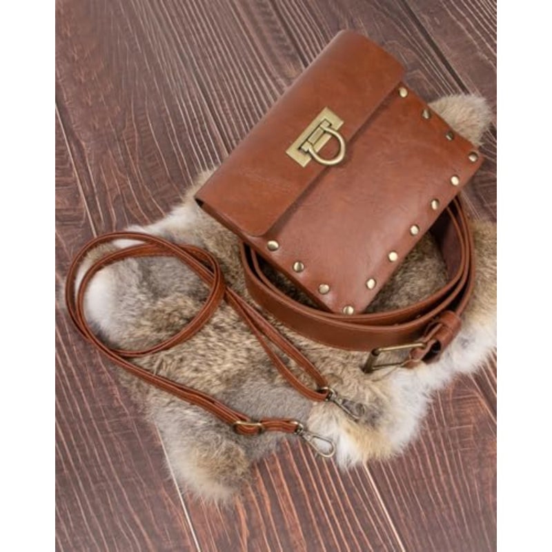 حزام الحقيبة الخصر حقيبة حزمة مراوح جلدية عادية Steampunk Crossbody حقيبة الهاتف القرون الوسطى عصر النهضة تأثيري حلي الإكسسوار - Image 5