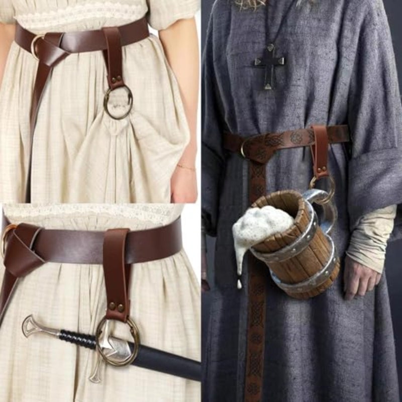حزام الحقيبة الخصر حقيبة حزمة مراوح جلدية عادية Steampunk Crossbody حقيبة الهاتف القرون الوسطى عصر النهضة تأثيري حلي الإكسسوار - Image 4