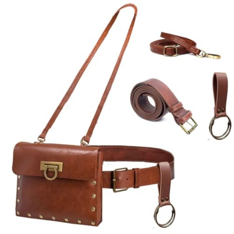 حزام الحقيبة الخصر حقيبة حزمة مراوح جلدية عادية Steampunk Crossbody حقيبة الهاتف القرون الوسطى عصر النهضة تأثيري حلي الإكسسوار - Image 1