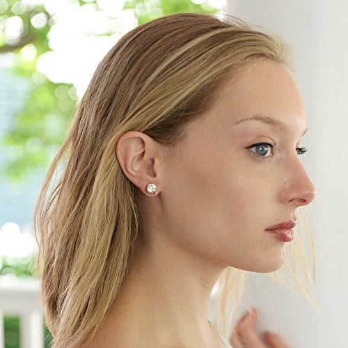 Mariell Cubic Zirconia Crystal Gold Stud Earrings, 2 Carat Round CZ Solitaire, Imitation Diamond Earrings - Image 4