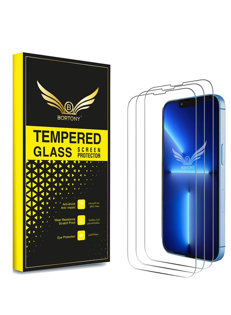 BORTONY 3-Pack Tempered Glass Screen Protector For iPhone 13/13 Pro 6.1 Inch Clear - Image 1