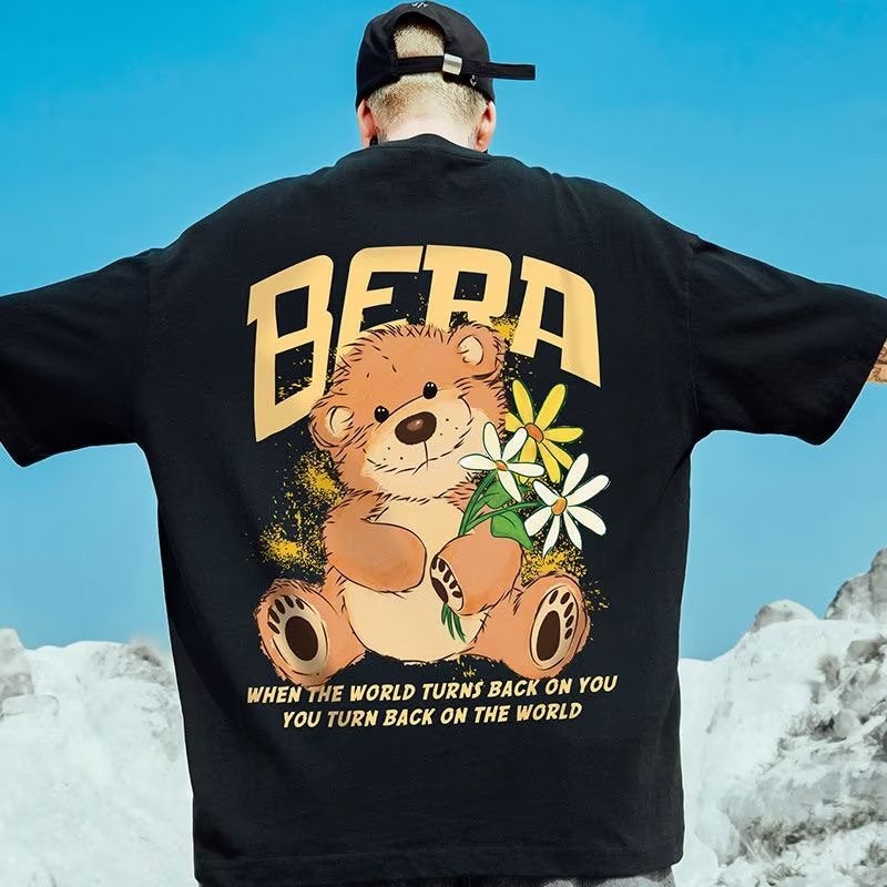 Fashion Fashion Brand T-Shirt Harajuku Summer Loose Fashion Half Sleeve Trendy New Youth Popular Artistic Round Neck Men - Image 5