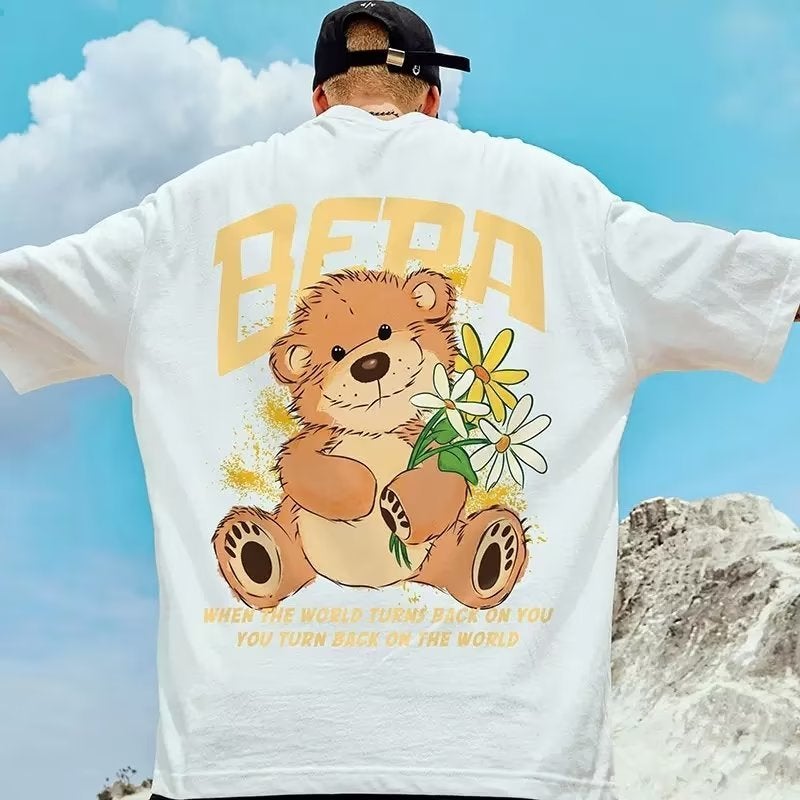 Fashion Fashion Brand T-Shirt Harajuku Summer Loose Fashion Half Sleeve Trendy New Youth Popular Artistic Round Neck Men - Image 4