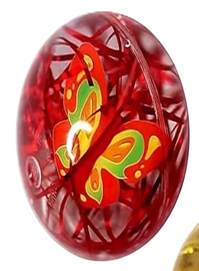 INDIAN FUN ZONE Pack of 3 Butterfly Glitter Bouncy Ball for Kids | Transparent Rubber Bounce Ball with Floating Designs | High Bounce Toy for Boys & Girls | Colour & Inside Item May Vary - Image 2