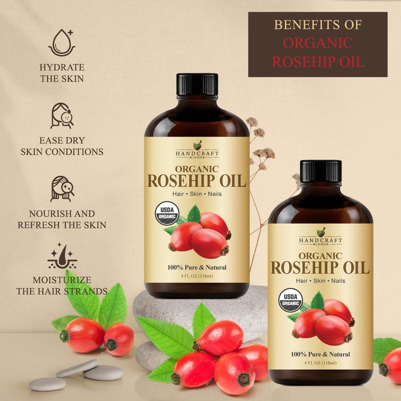 Handcraft Blends Organic Rosehip Oil - 4 Fl Oz - 100% Pure and Natural - Premium Grade Oil for Face, Skin and Hair - Protect and Nourish - Carrier Oil - Image 5