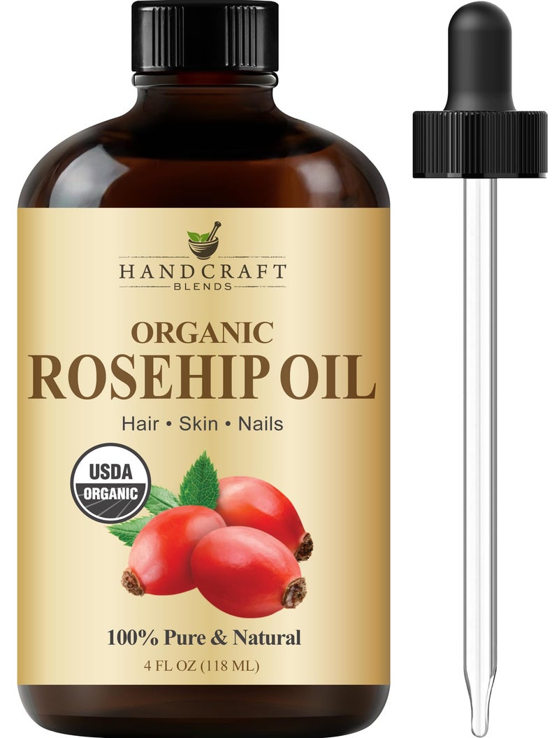 Handcraft Blends Organic Rosehip Oil - 4 Fl Oz - 100% Pure and Natural - Premium Grade Oil for Face, Skin and Hair - Protect and Nourish - Carrier Oil - Image 1