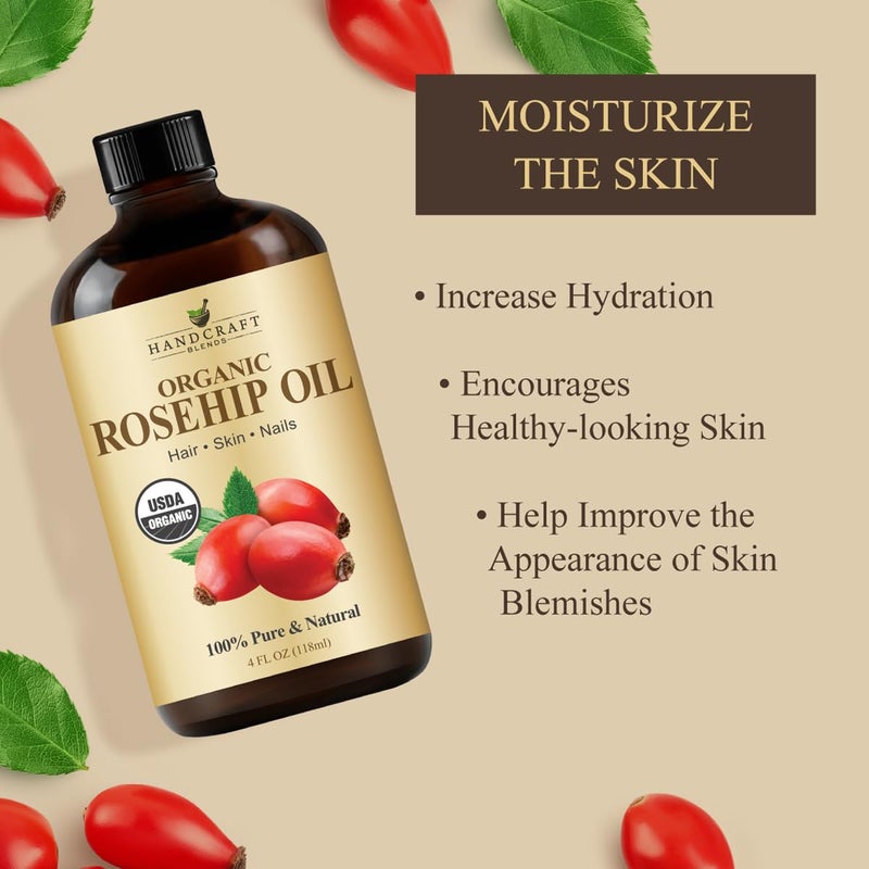 Handcraft Blends Organic Rosehip Oil - 4 Fl Oz - 100% Pure and Natural - Premium Grade Oil for Face, Skin and Hair - Protect and Nourish - Carrier Oil - Image 4