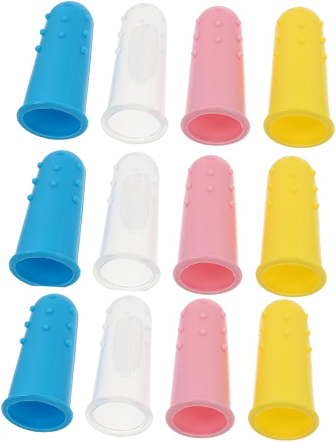 VALICLUD 12Pcs Silicone Finger Toothbrush with Tongue Cleaner for Babies Teething Relief - Image 2