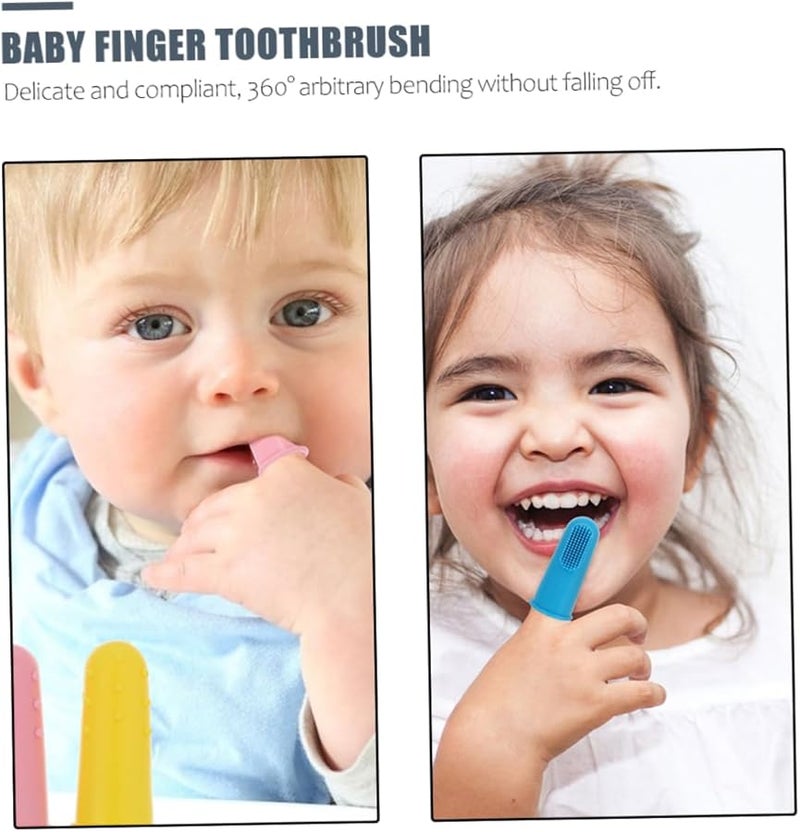 VALICLUD 12Pcs Silicone Finger Toothbrush with Tongue Cleaner for Babies Teething Relief - Image 4