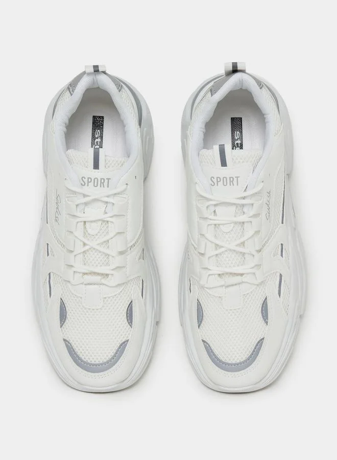 Styli Color Block Textured Chunky Sole Sneakers