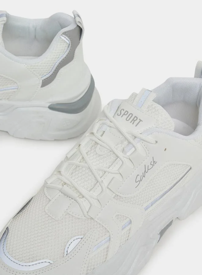 Styli Color Block Textured Chunky Sole Sneakers