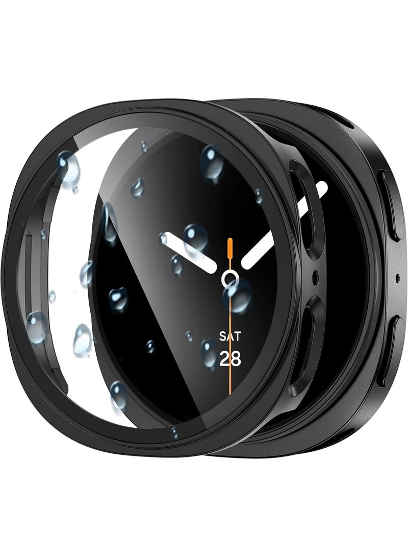 Waterproof Case for Samsung Galaxy Watch 8 Screen Protector 44mm with Tempered Glass, 1-Pack Hard PC Cover Bumper for Galaxy Watch8 – No Fog, Touch-Responsive