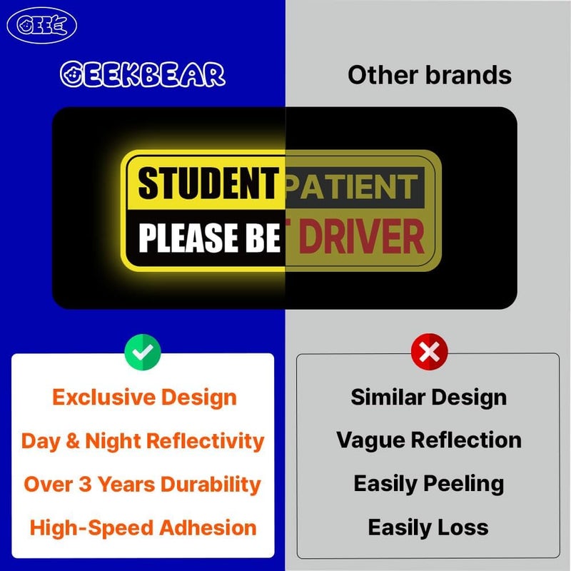 GEEKBEAR Student Driver Car Magnet - Reflective Safety Sign for New Drivers - Image 5