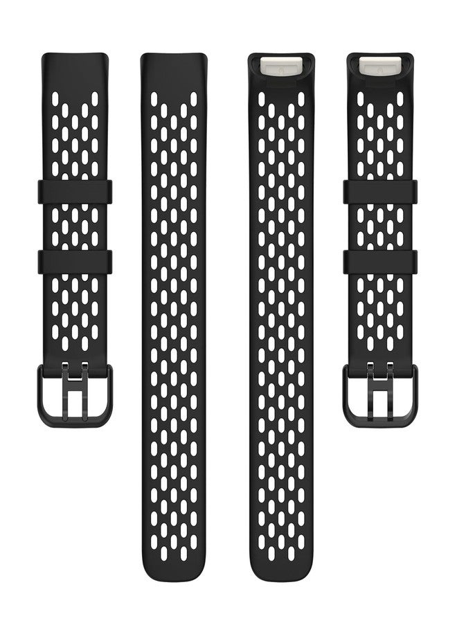 سوار YHSITFNG متوافق مع Fitbit Charge 5، سوار رياضي من السيليكون بتصميم فتحات تهوية لـ Fitbit Charge 6 / Charge 5 مع غطاء حماية شاشة شفاف من مادة TPU (أسود) - Image 5