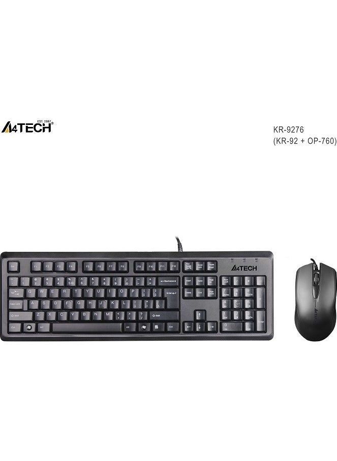 A4TECH A4 TECH KR-9276 USB Q Trk Optic Mouse Water Resistant Black Multimedia Keyboard - Mouse Set  - Image 2