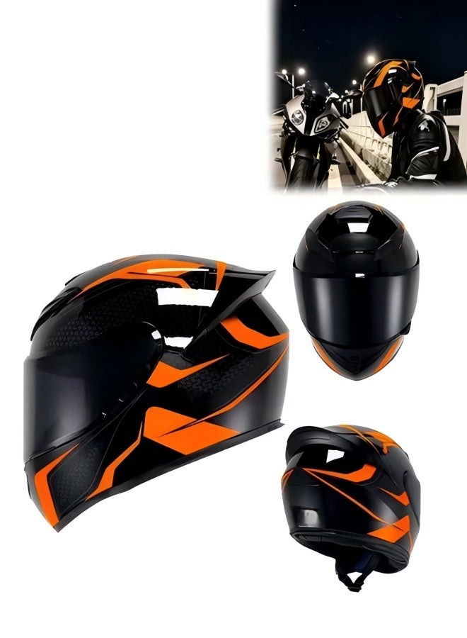 DUNISO Motorcycle Helmet Full Face Cover,  Lightweight ABS Shell, All Season Cool Racing Helmet，with Black Lenses, Breathable Lining, Suitable for Both Men and Women (M) - Image 1