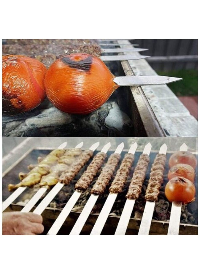 AtrauX Atraux 6 Pcs Long BBQ Skewers Set, Stainless Steel Turkish Skewers With Wooden Handle  - Image 4