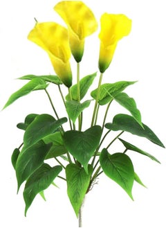 WYBOT Artificial Flower 17 inches Calla Lily Silk Plant Fake Bonsai Flowers Greenery Plants for Indoor Outdoor Home Office Bedroom Table Centerpieces Party Decoration (haung)  - Image 1