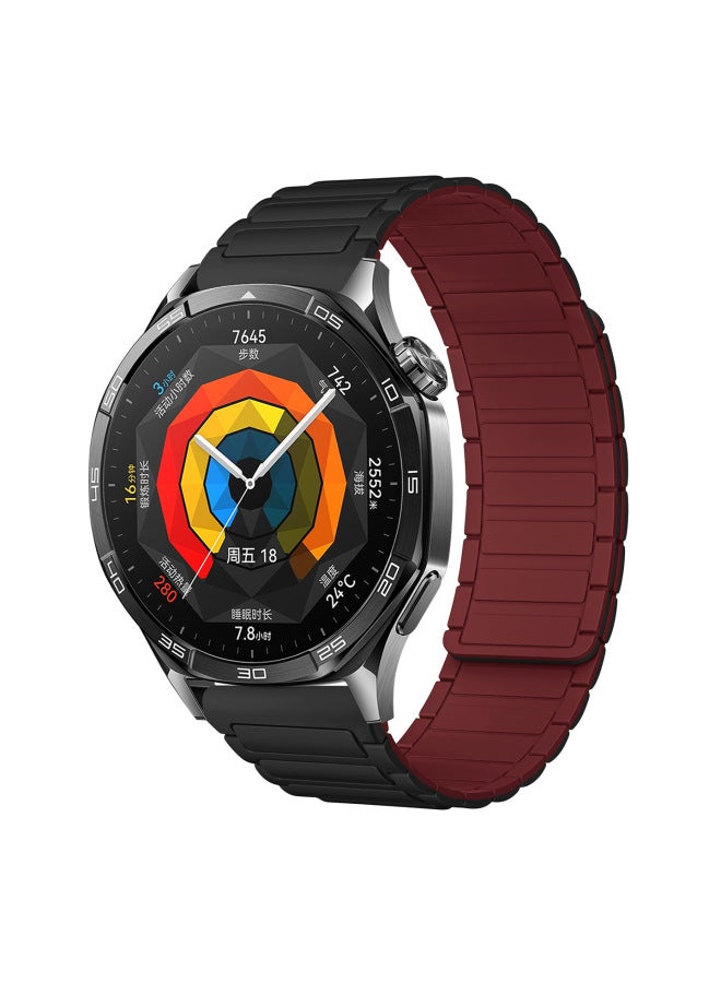 Suitable For Huawei Gt5 Gt422Mm Watch Strap Watch4567 Armor Style I-Shaped Three-Bead Silicone Magnetic Watch Strap 