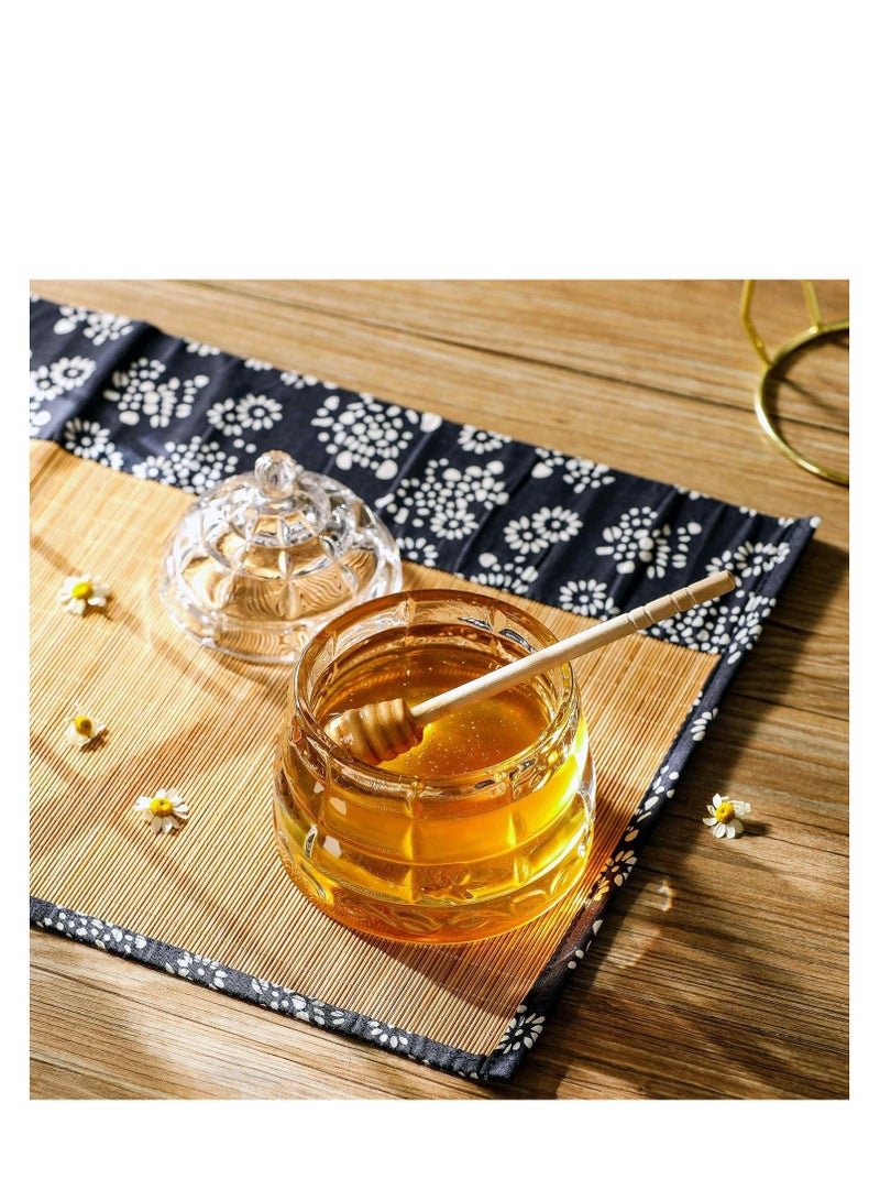 SYOSI Glass Honey Jars with Dipper and Lid Crystal Clear Honeycomb Wooden Stick Holder Heavy Glass Honey Pot Honey Containers Holder for Jam Jelly Syrup Home Kitchen Storage 330ML  - Image 5