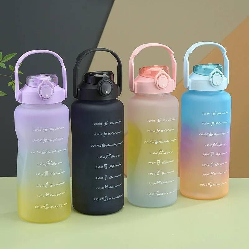 Sports Water Bottle 3 * 1 Different Sizes with Sealed Lid and Shalemo 2L 1L 500ml BPA Free Safety Health Premium Material Shockproof