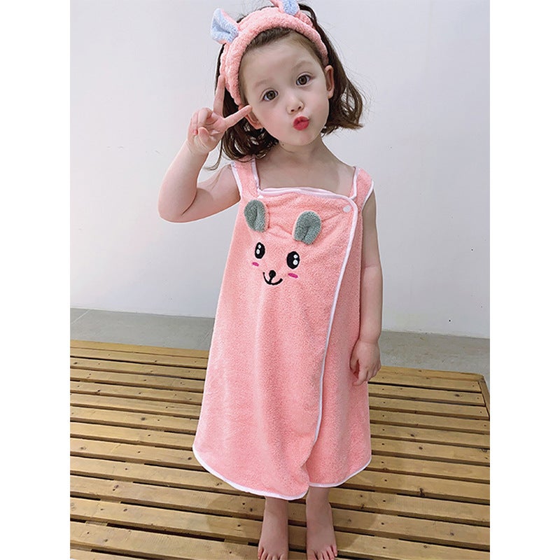 Children'S Bath Towel Summer Wearing Cotton Absorbent Quick-Drying Bath Skirt For Boys And Girls Household Sling Baby Bathing Bathrobe - Image 2