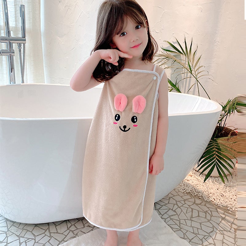 Children'S Bath Towel Summer Wearing Cotton Absorbent Quick-Drying Bath Skirt For Boys And Girls Household Sling Baby Bathing Bathrobe - Image 3